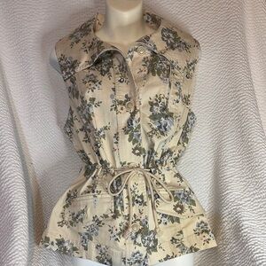 CJ Banks Cream Sleeveless Button Down vest with Tie Front